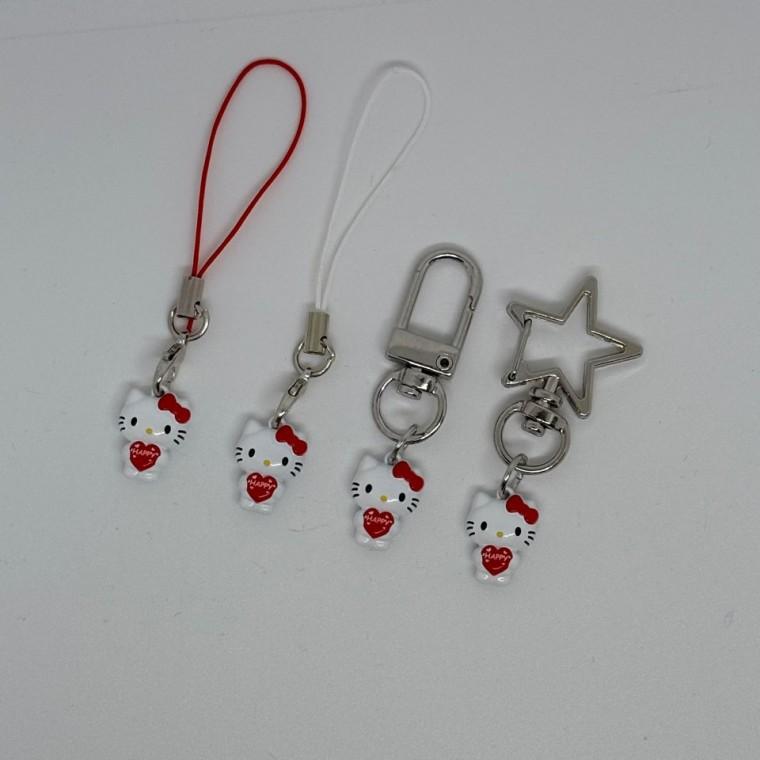 하트 고양이 KT 컬러 알록달록 비비드 DIY 키링 열쇠고리 폰줄 가방꾸미기 포인트 소품샵