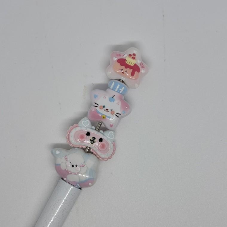 B67 볼펜꾸미기 볼꾸 동대문 꾸미기 DIY 컬러 캐릭터 하트 KT 고양이 리본 구름 케이크 별 안대