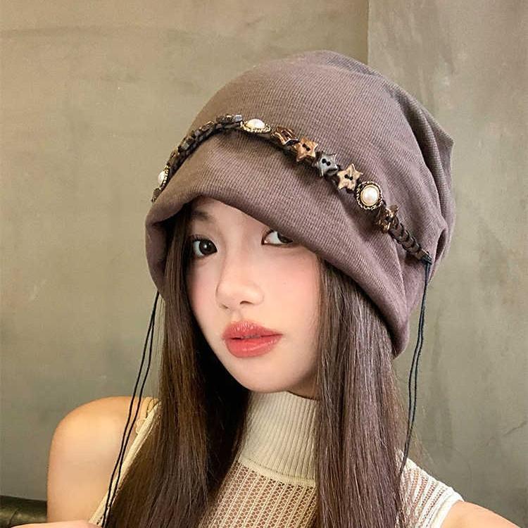 비니 키치한 봄 가을 환절기 모자 데일리 벙거지 인디언 우드 스트랩 끈