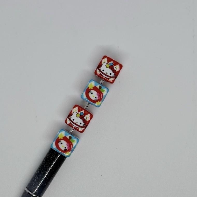 B118 볼펜꾸미기 볼꾸 동대문 꾸미기 DIY 큐브 사각 KT 고양이 사과