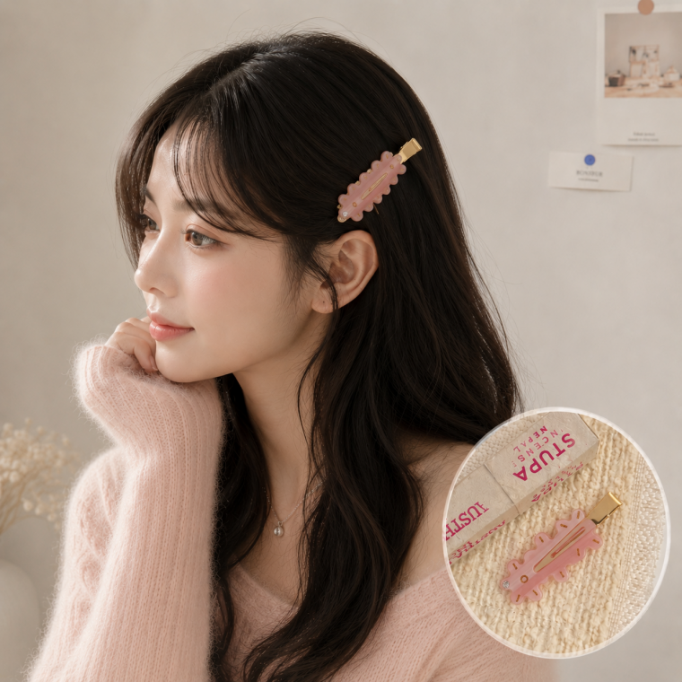 물결 큐빅 삽 서핑보드 메이크업 집게핀 악어핀 옆머리 고정핀 머리핀 삼각 포인트 소품샵