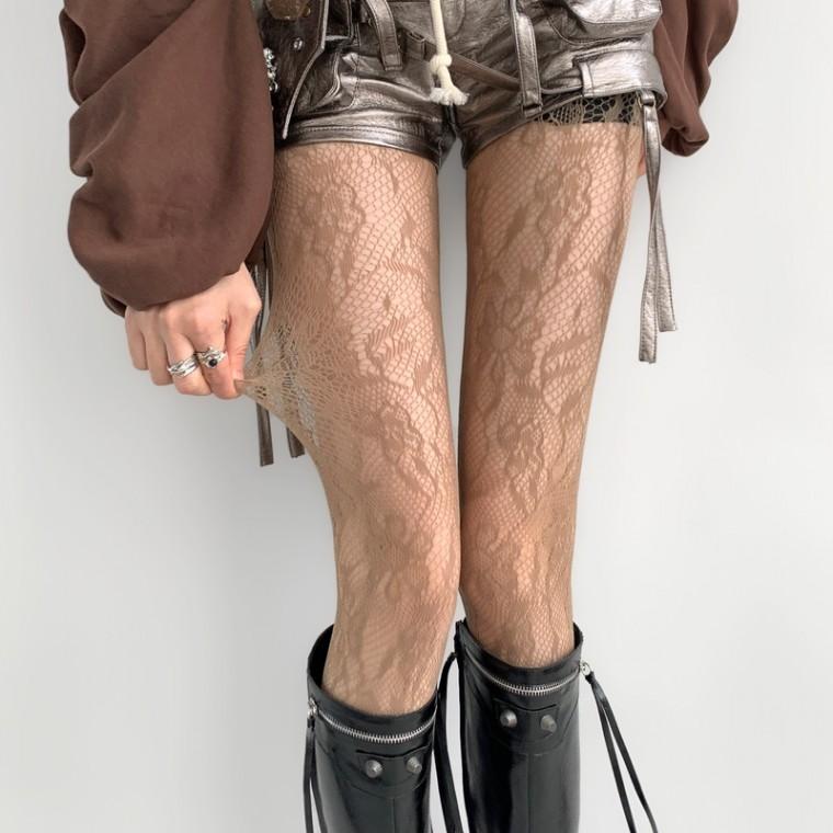플라워 꽃 살색 스타킹 망사 팬티스타킹 블랙 공연 무대 포인트 키치 y2k 연말 연초 아이돌