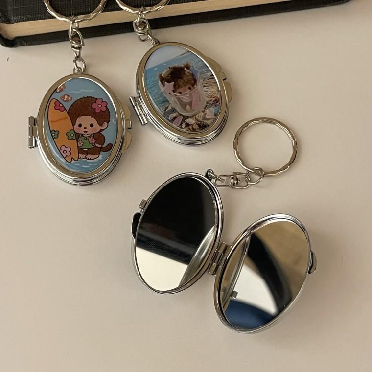 맞춤제작 캐릭터 키링 거울 로케트 타원형 판촉물 기념품 자체제작 DIY 양면거울 미니 손거울