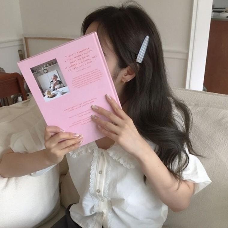 체크 하늘 서핑보드 메이크업 집게핀 악어핀 옆머리 고정핀 머리핀 삼각 포인트 소품샵