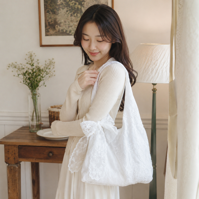 가방 숄더백 레이스 공주 여성스러운 하늘하늘 데일리백 데일리 여행 봄 여름 가을 소품샵