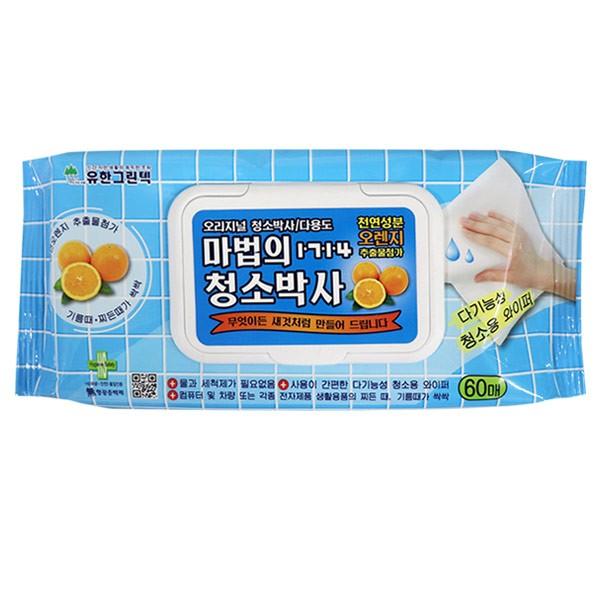 마법의 청소박사 60매 -T 청소 걸레 행주 청소박사 물티슈 찌든때 기름때 세정티슈 크리너 클리너