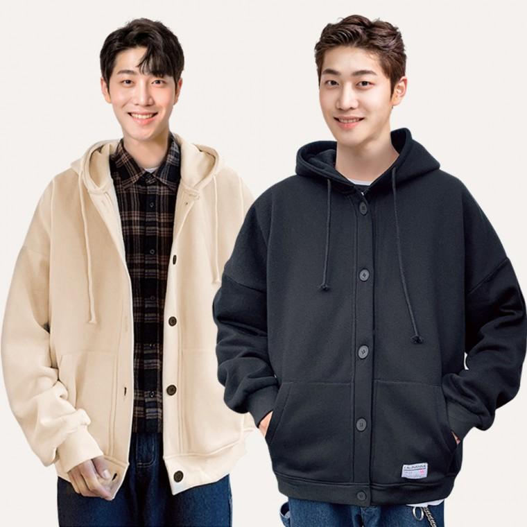 따뜻한 기모 아우터 남자 여자 커플 오버핏 후드 티셔츠