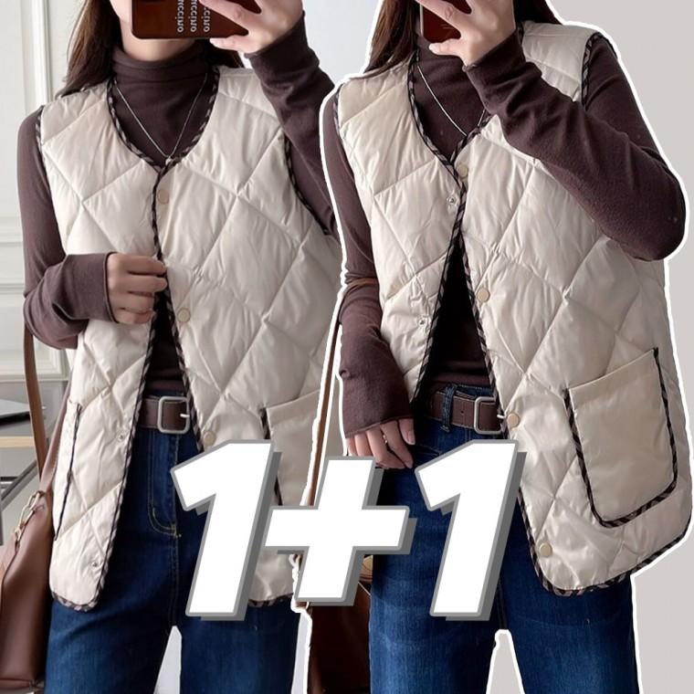 1+1 데일리 방한 조끼 회사 사무실 퀼팅 경량 누빔 베스트