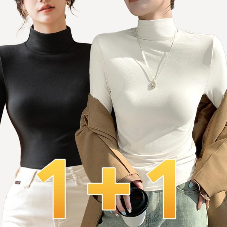 1+1 데일리 여자 폴라티 레이어드 스판 이너 목티