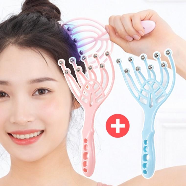 간편 마사지기 힐링 홈케어 얼굴 두피 근육뭉침 지압 안마기 1+1