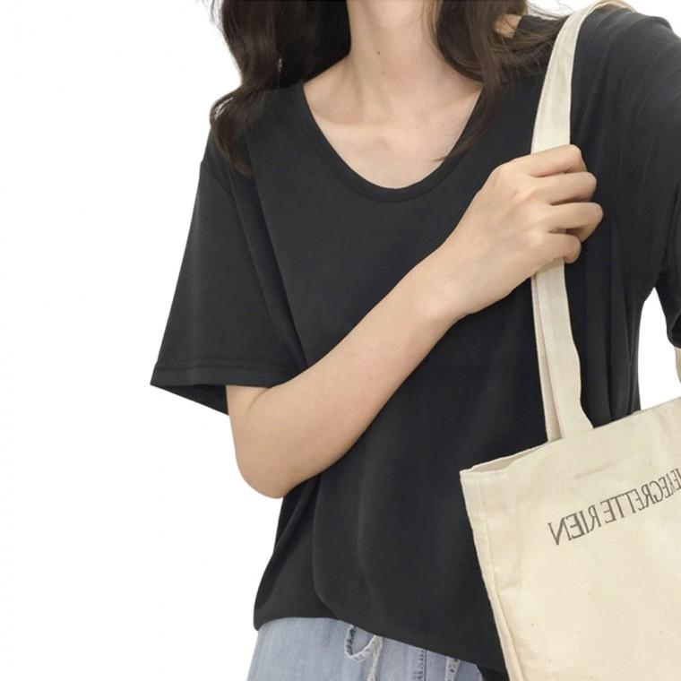 여성 라운드넥 반팔 무지 티셔츠 여름 반팔티 루즈핏 데일리 라운드티 여자박스티 스판 CLAV1036