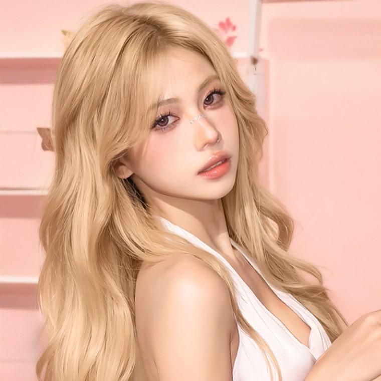 루즈펌 여성헤어 긴머리 금발가발 웨이브 스타일 통가발