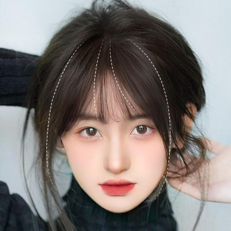 남녀공용 집게핀 앞머리 부분가발 시스루뱅 앞머리가발 내추럴