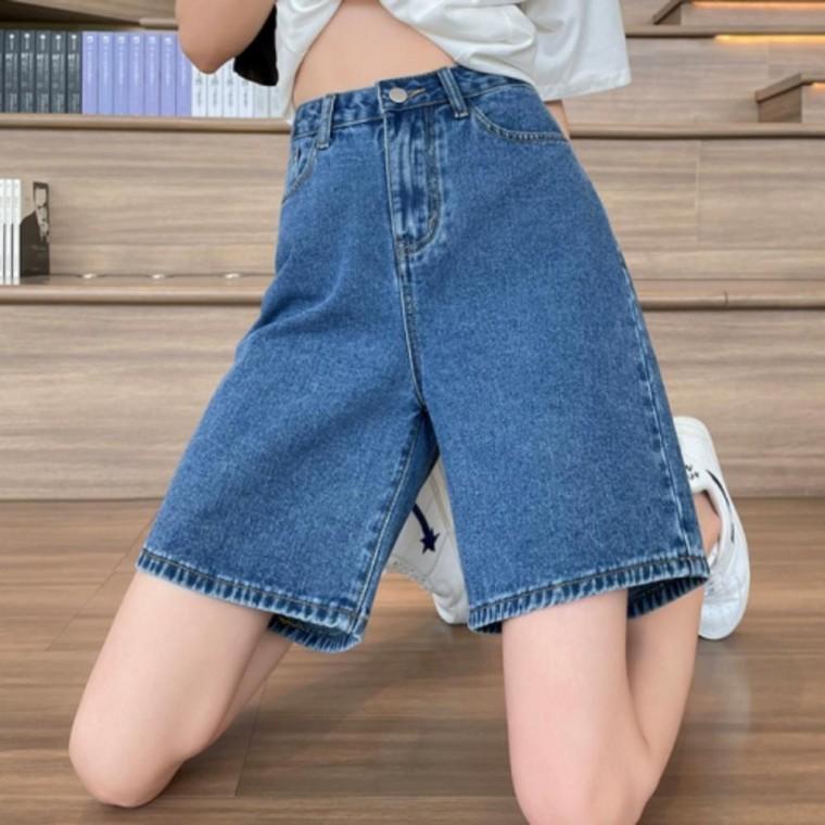 여성 4컬러 빈티지라인 데님 하프팬츠 패션바지 여성바지 하프팬츠 패션반바지 와이드팬츠