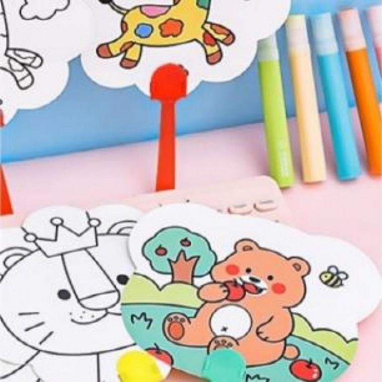 색칠DIY키트 부채만들기 미술재료 노인인지 단체10매 DIY 공예 색칠