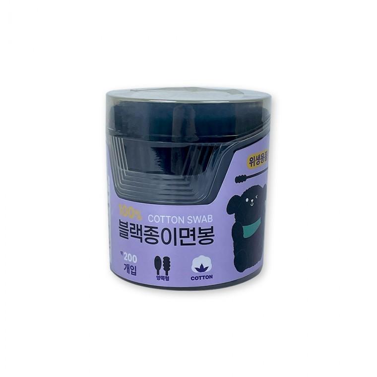 블랙 회오리 종이면봉 200p 대용량 위생 양면 귀세정 면봉