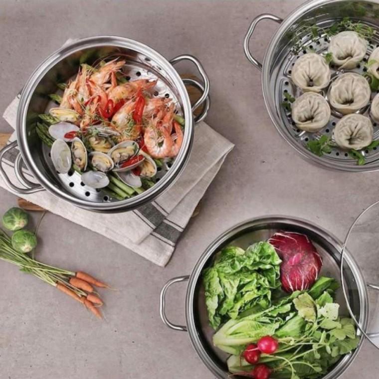28cm 인덕션겸용 찜냄비 대형 찜솥 곰솥 2단스텐 찜기 대게찜솥