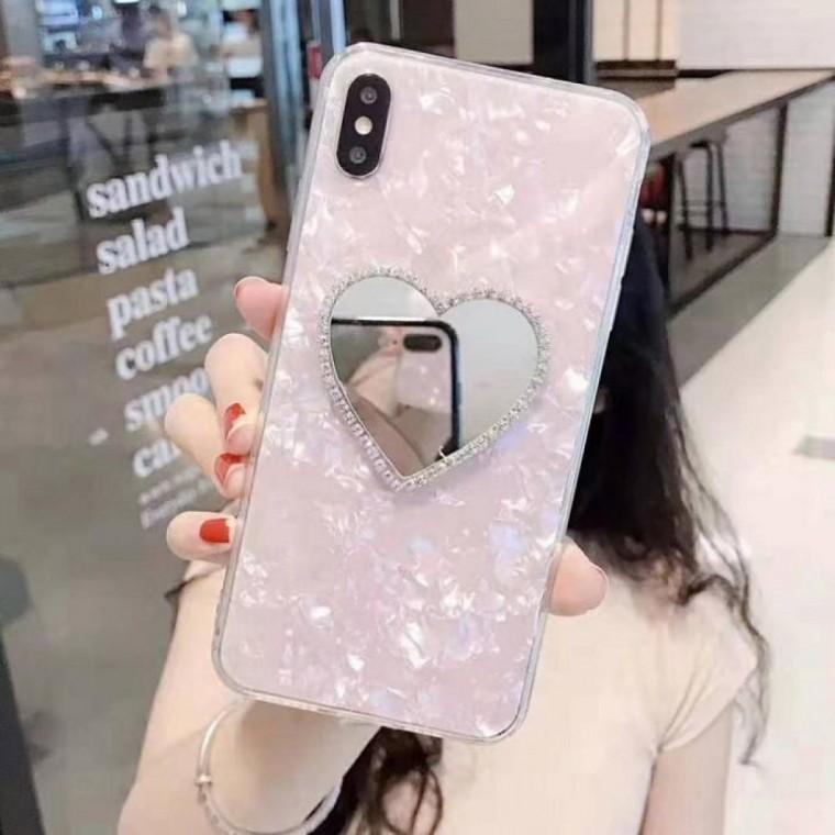 EA 리얼몰iPhone LOVE 스톤 하트 큐빅 거울 케이스