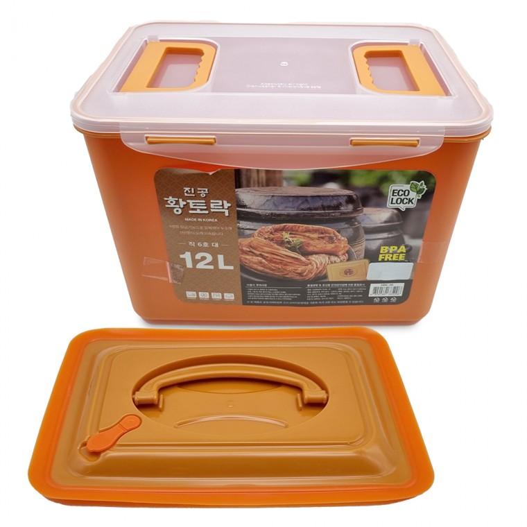 황토락 김치통 6호 대 12L 누름판포함 절임 밀폐용기