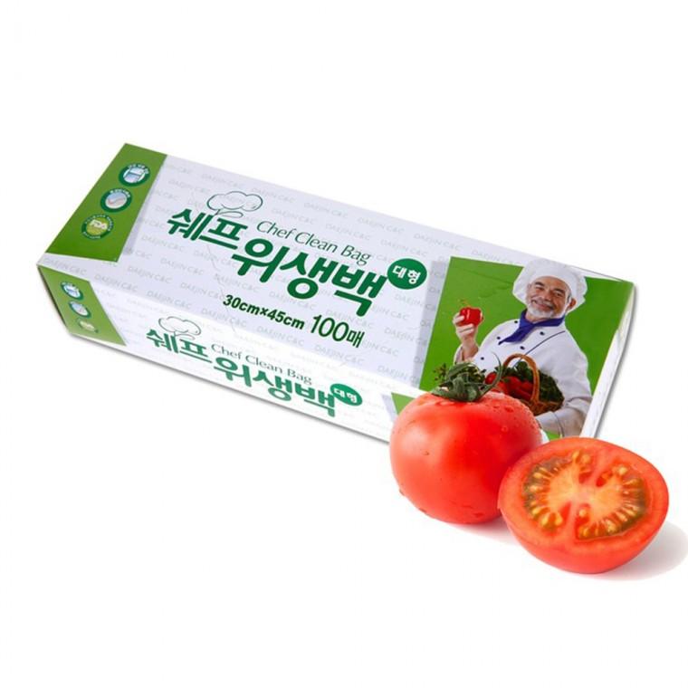 쉐프 위생백 대형 (30*45) 100매 롤팩 위생롤백 롤백 위생팩 크린백 비닐팩 위생봉투