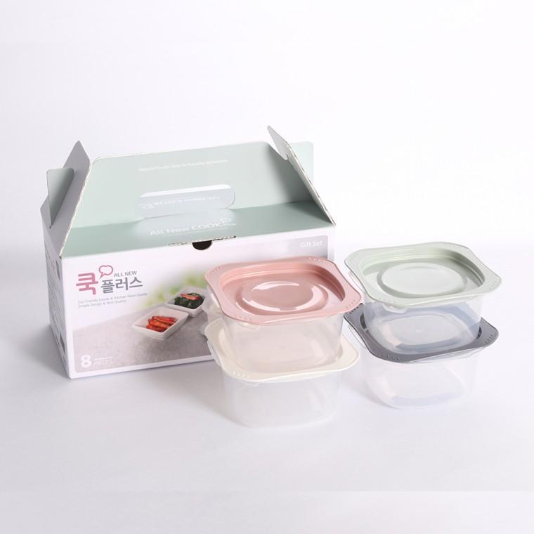 (무료스티커작업) 쿡플러스 2호 선물세트 플라스틱 냉장고정리용기 냉동밥보관용기 답례품 판촉물