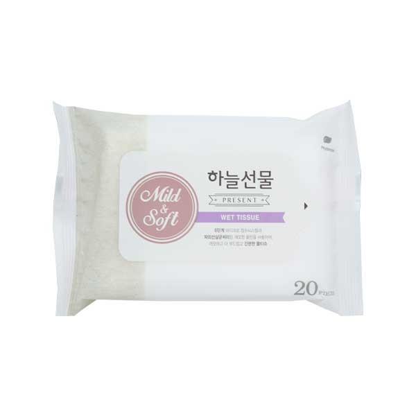하늘선물 물티슈 20매 리필 여행용 소형 물티슈