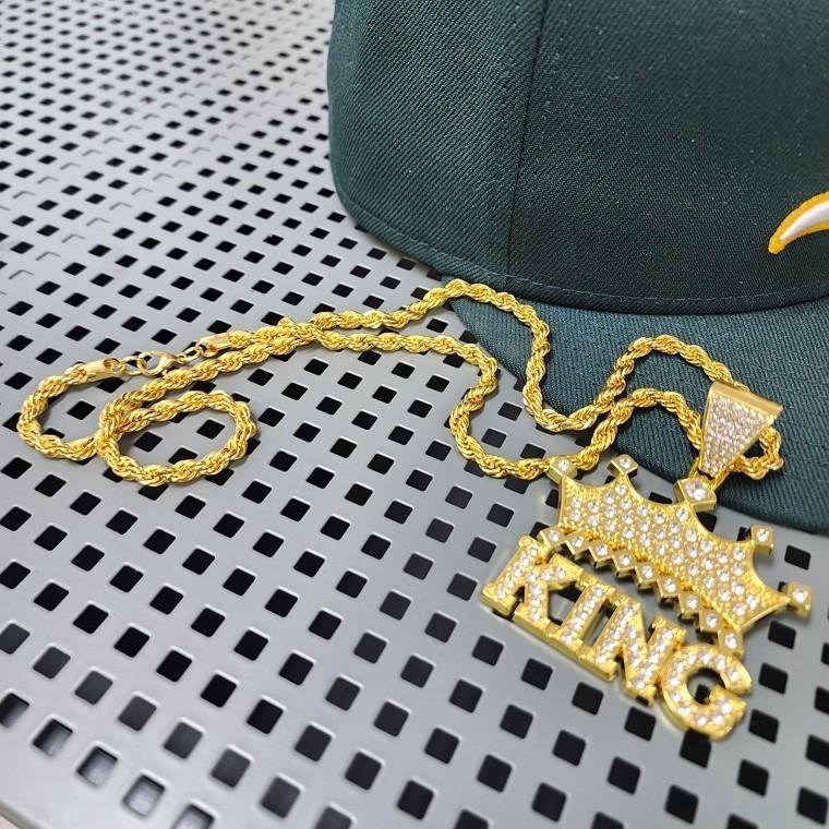 힙합 KING 큐빅 목걸이 공연 골드