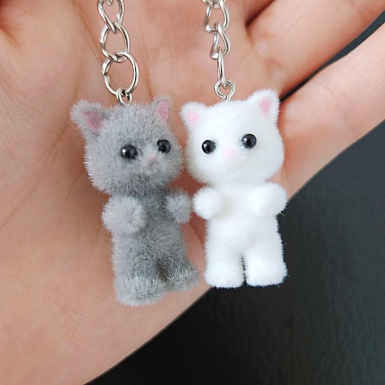큐티 고양이 커플키링 인형 열쇠고리