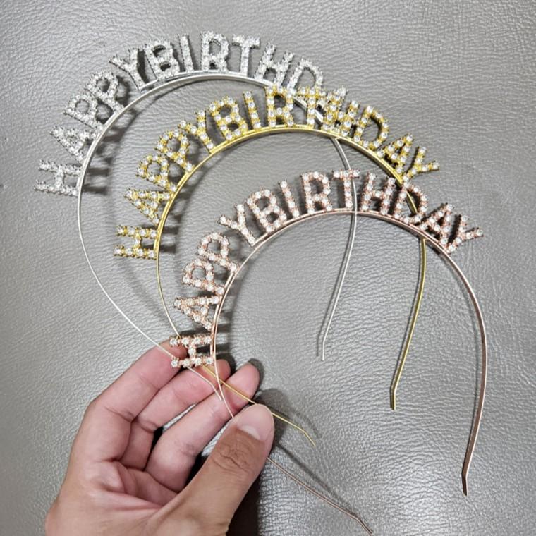 큐빅 생일축하 머리띠 3컬러 생일파티 행사 촬영소품
