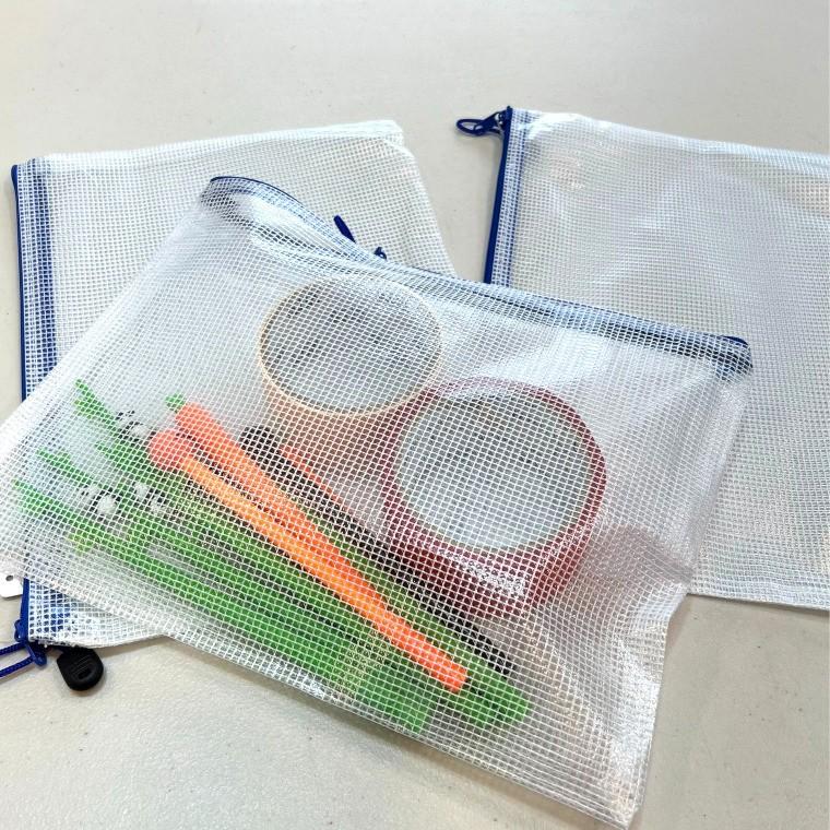 방수 PVC A4 지퍼 파우치 메쉬 파일가방
