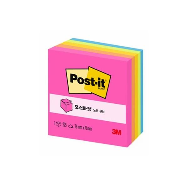 3M  노트 점착메모지 654 NEON CUBE (225매)