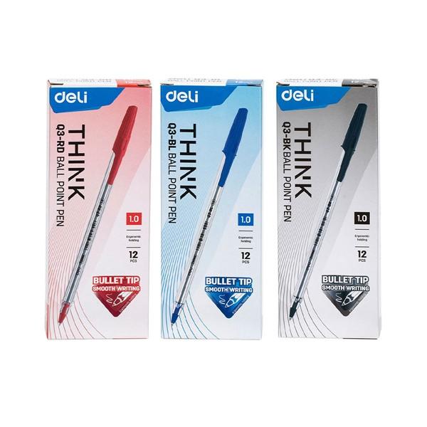 델리 EQ3 THINK 유성 볼펜 1.0mm (1타 12자루)