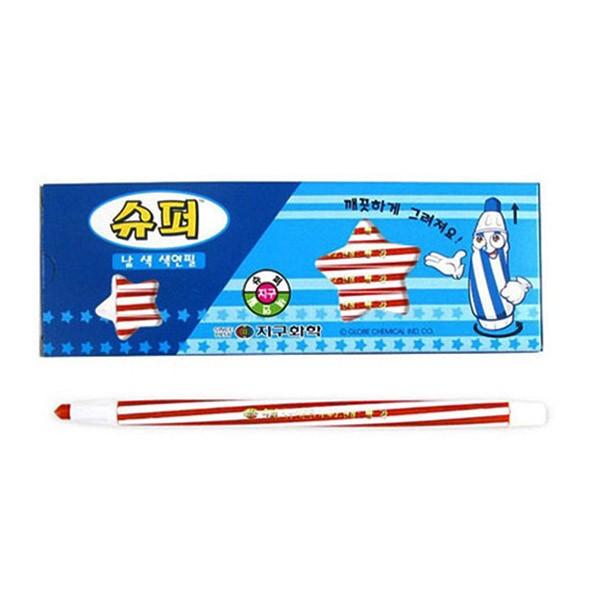 지구 슈퍼 낱색 색연필 채점펜 (빨강 12자루)