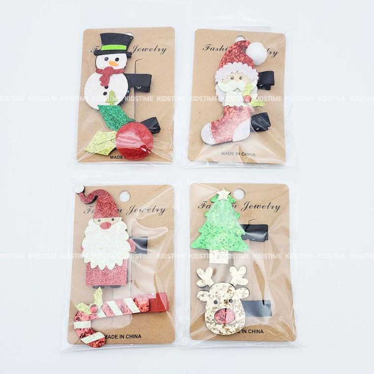 크리스마스 산타 머리핀 4개묶음(8PCS)