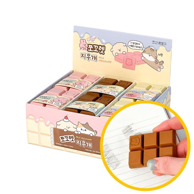 순덕이크루 초코 지우개 30개입 1박스 - 개별포장 가볍게 잘지워지는 미니어쳐 지우개