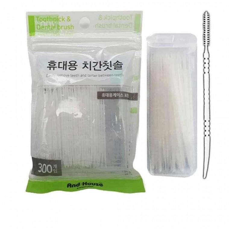 휴대용 치간칫솔 300P 휴대용구강세정기 치아세정기 치석제거기 일회용치실 치간치실