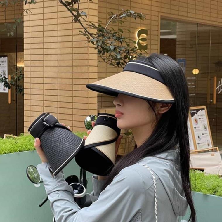집소 휴대용 베이지 썬캡 여성여름모자 여름캡모자 휴양지모자