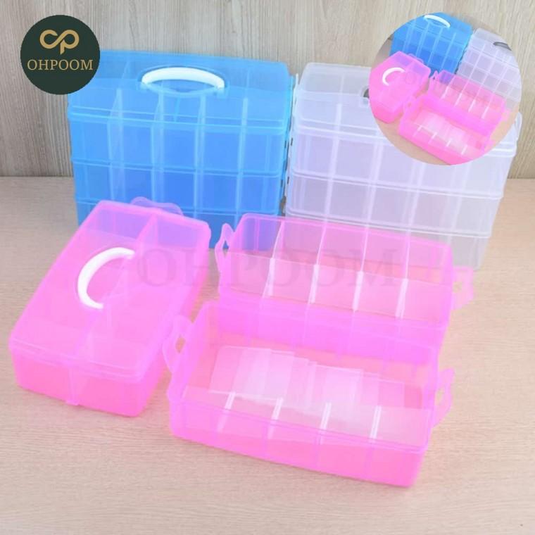 투명수납함 네일파츠보관함 비즈수납함 투명박스 부품함 휴대용 3단 멀티박스 대형