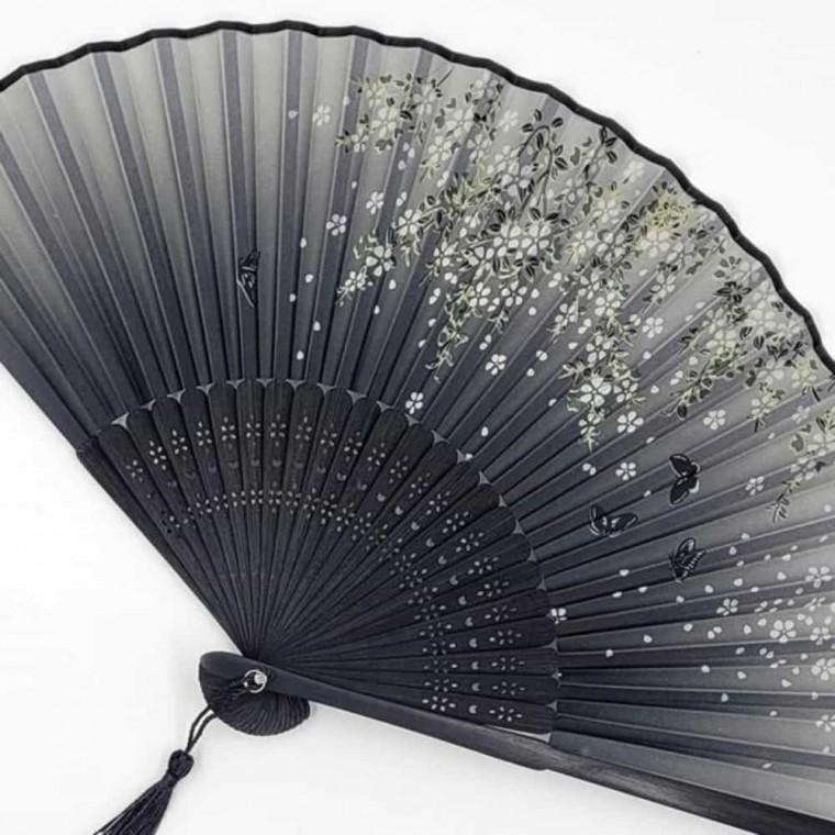 일본수채화 블랙 나비 일본부채 휴대용부채 선물용부채