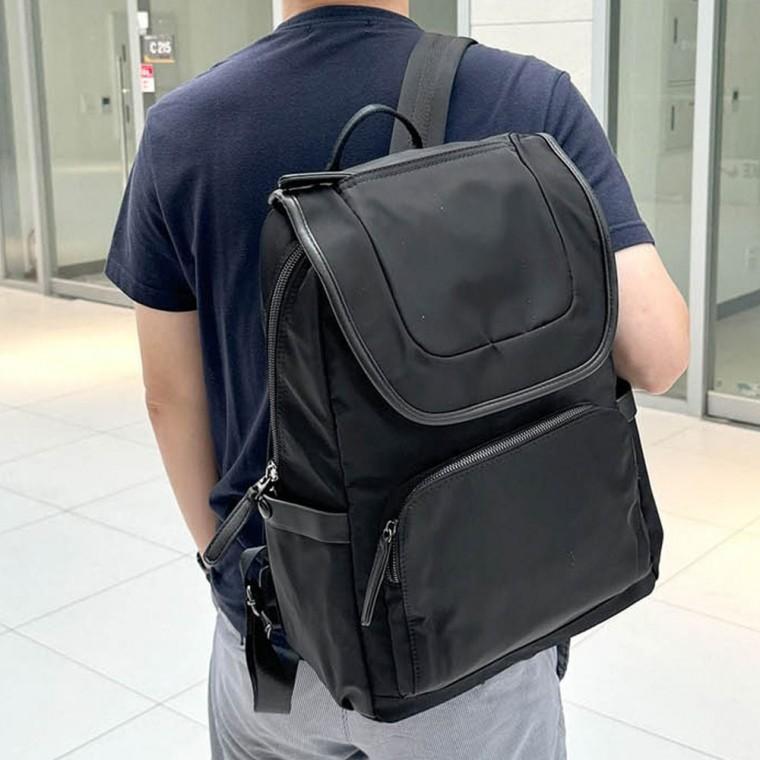 라운드 남자 고급 다용도 포켓 백팩 모던 블랙 빅사이즈 덮개형 학생 남성