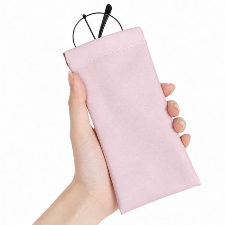 핑크 가죽 휴대용 안경집 케이스 안경 보관 주머니
