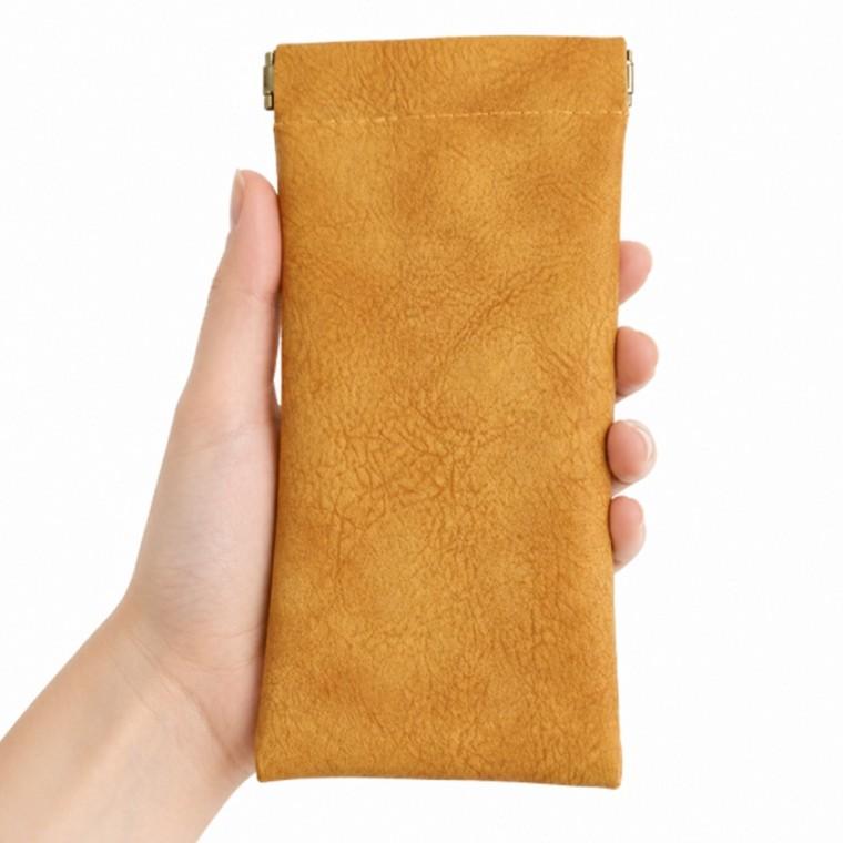 브라운 가죽 휴대용 안경집 케이스 안경 보관 주머니