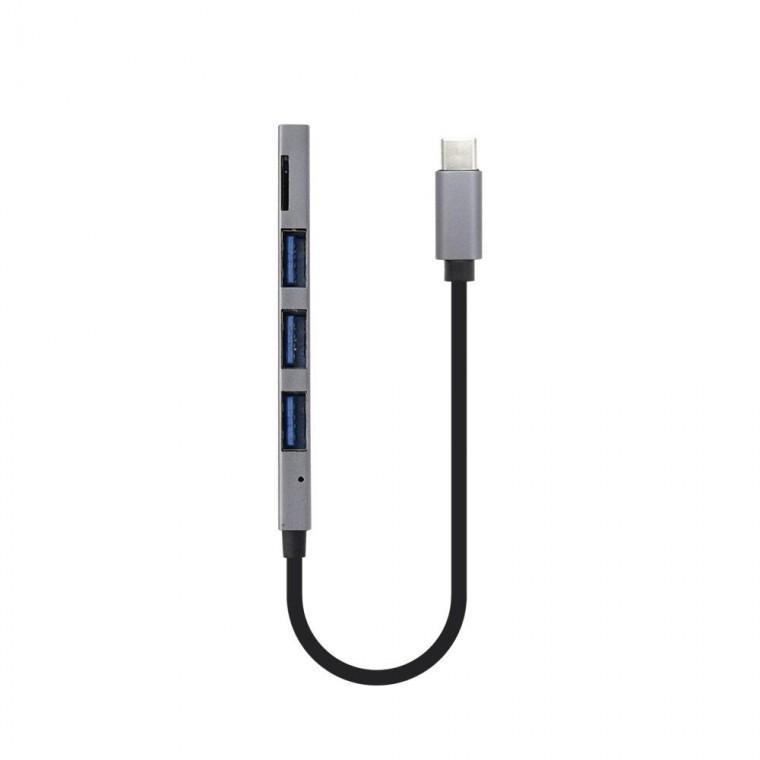 C타입 멀티허브 USB 2.0 3포트 TF 카드리더기 초슬림 휴대용 확장 동시 연결 노