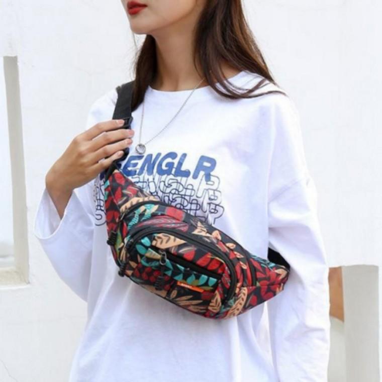 힙색 가방 웨이스트백 포켓 휴대용 슬링백 나뭇잎