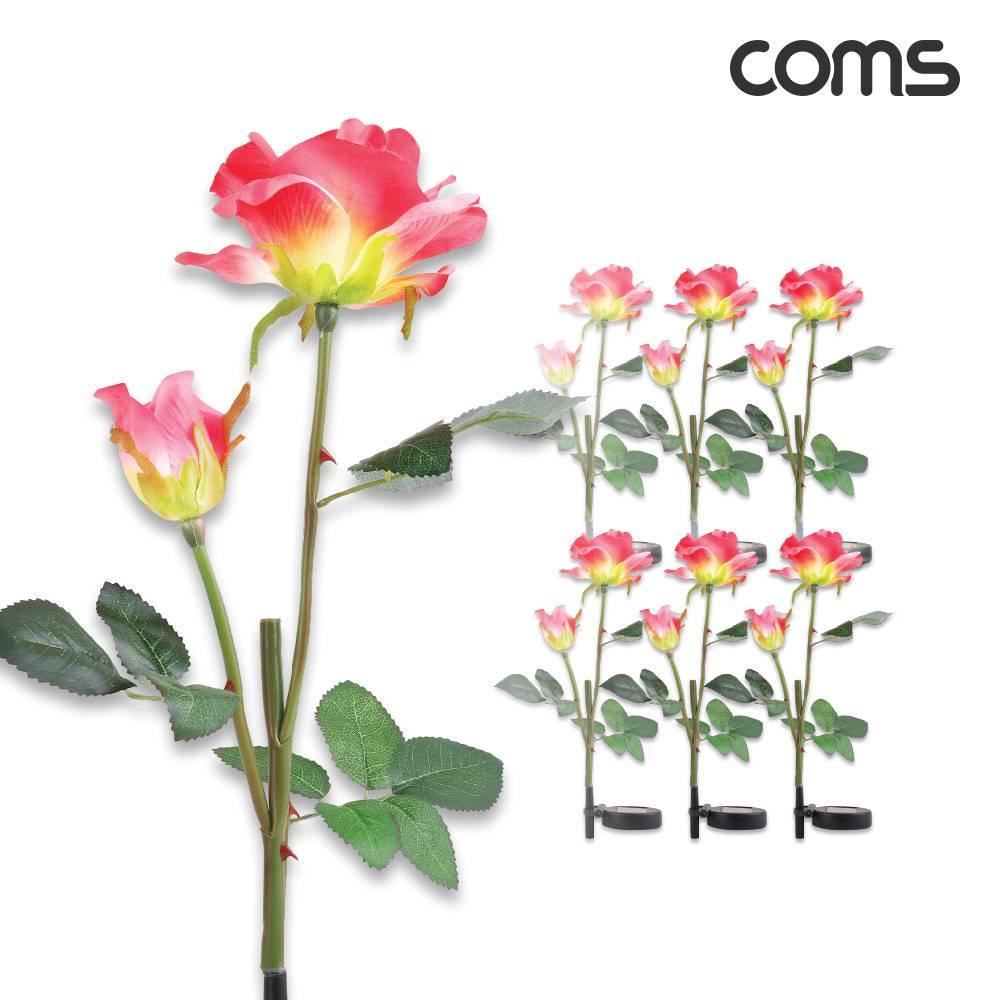 태양광 LED 정원등 Pink 장미 6개입