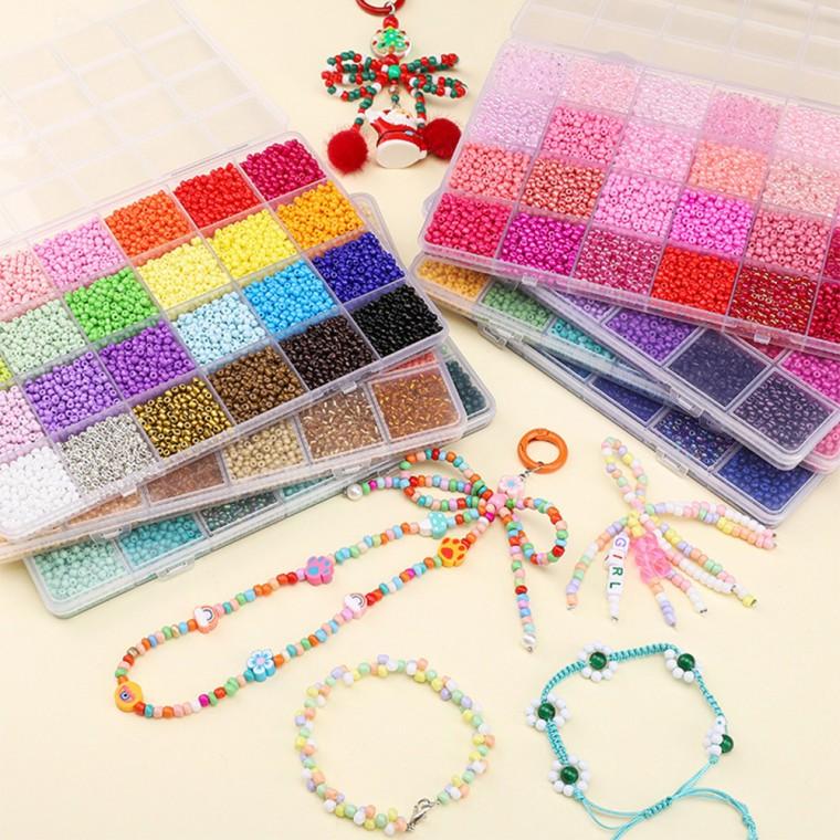 (포워드테크) DIY 비즈 공예 재료 세트 목걸이 팔찌 반지 만들기 구슬 3mm
