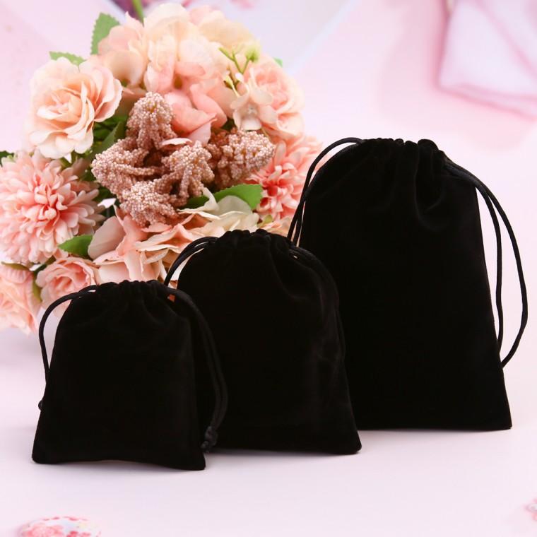 벨벳주머니 벨벳파우치 블랙 8X10cm 스트링 파우치 복조리 소품 포장 복주머니
