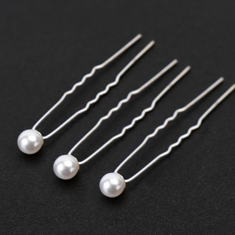 진주 8mm 뒤꽂이 한복 머리장식 웨딩헤어핀 올림머리장식 U핀