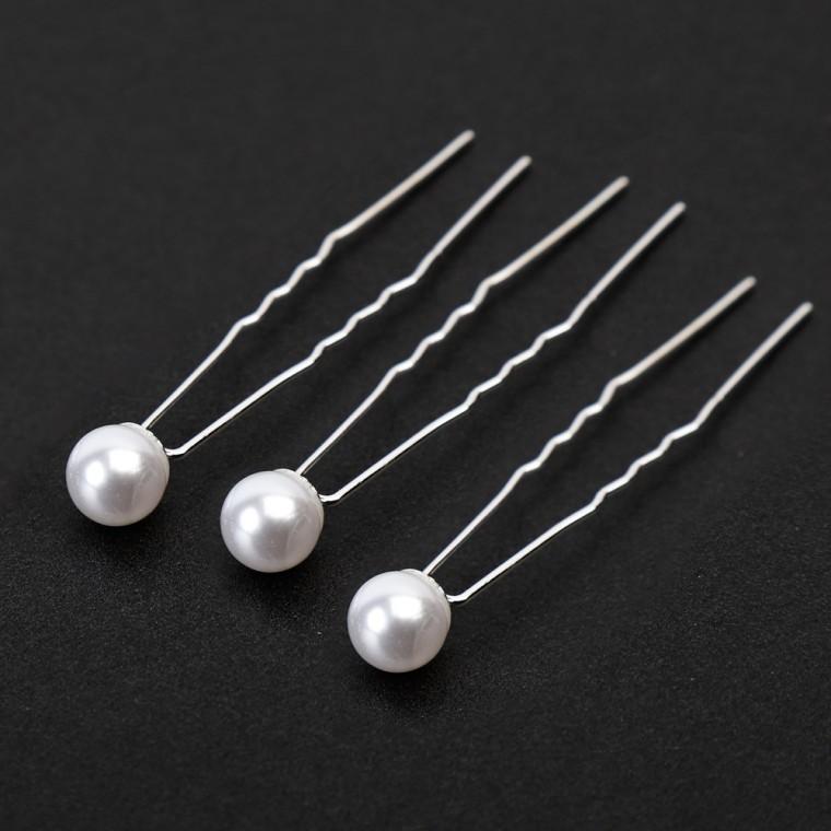 진주 10mm 뒤꽂이 한복 머리장식 웨딩헤어핀 올림머리장식 U핀