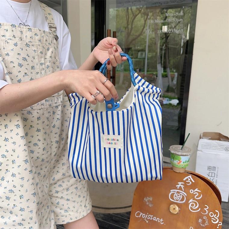 캐쥬얼백 블루 스트라이프 숄더가방